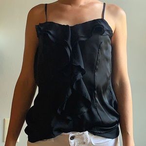 Black ruffle tank
